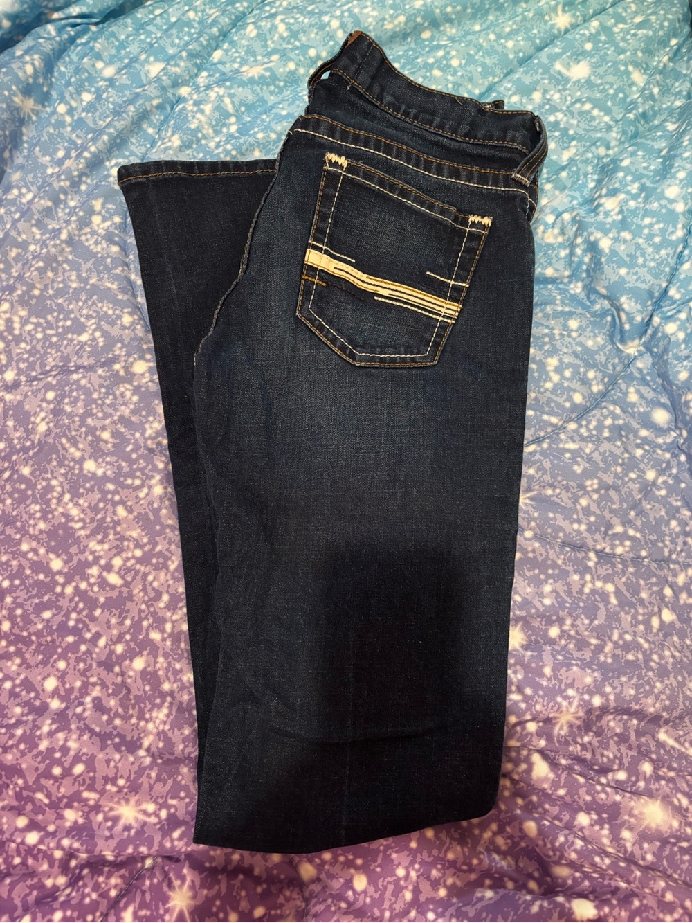 Ariat Dark Blue Bootcut Jeans with Yellow Stitching